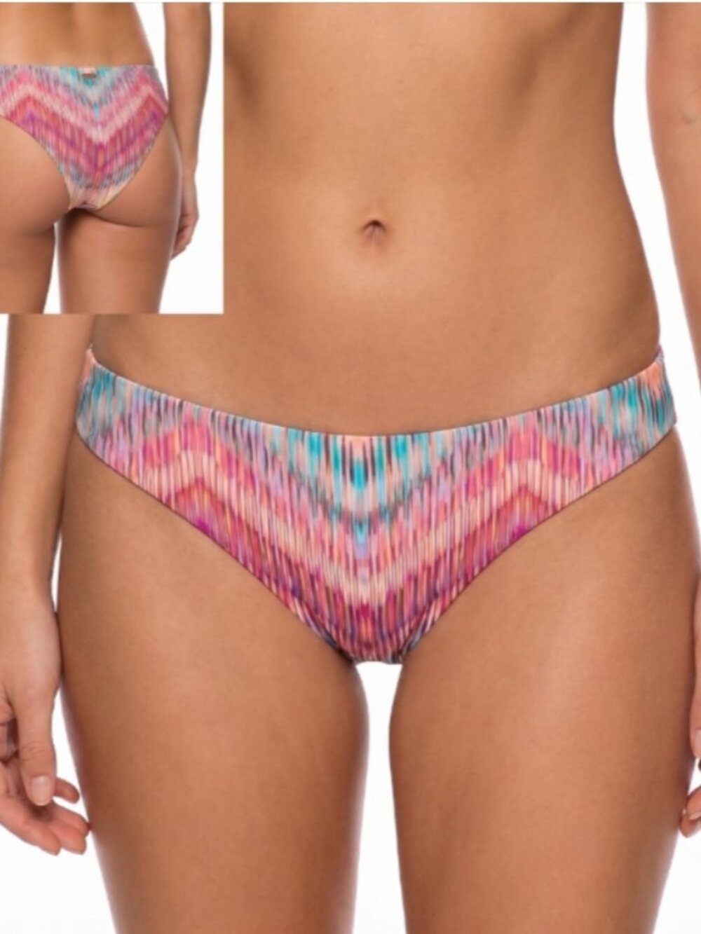Raisins Juniors Women Cheeky Fit Mai Tai Orange Orchid Bikini Bottom Large NWT